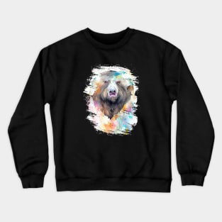 Bear Grizzly Wild Animal Nature Watercolor Art Painting Crewneck Sweatshirt